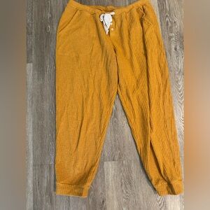 Cozy Mustard Yellow Waffle Sleep Pants